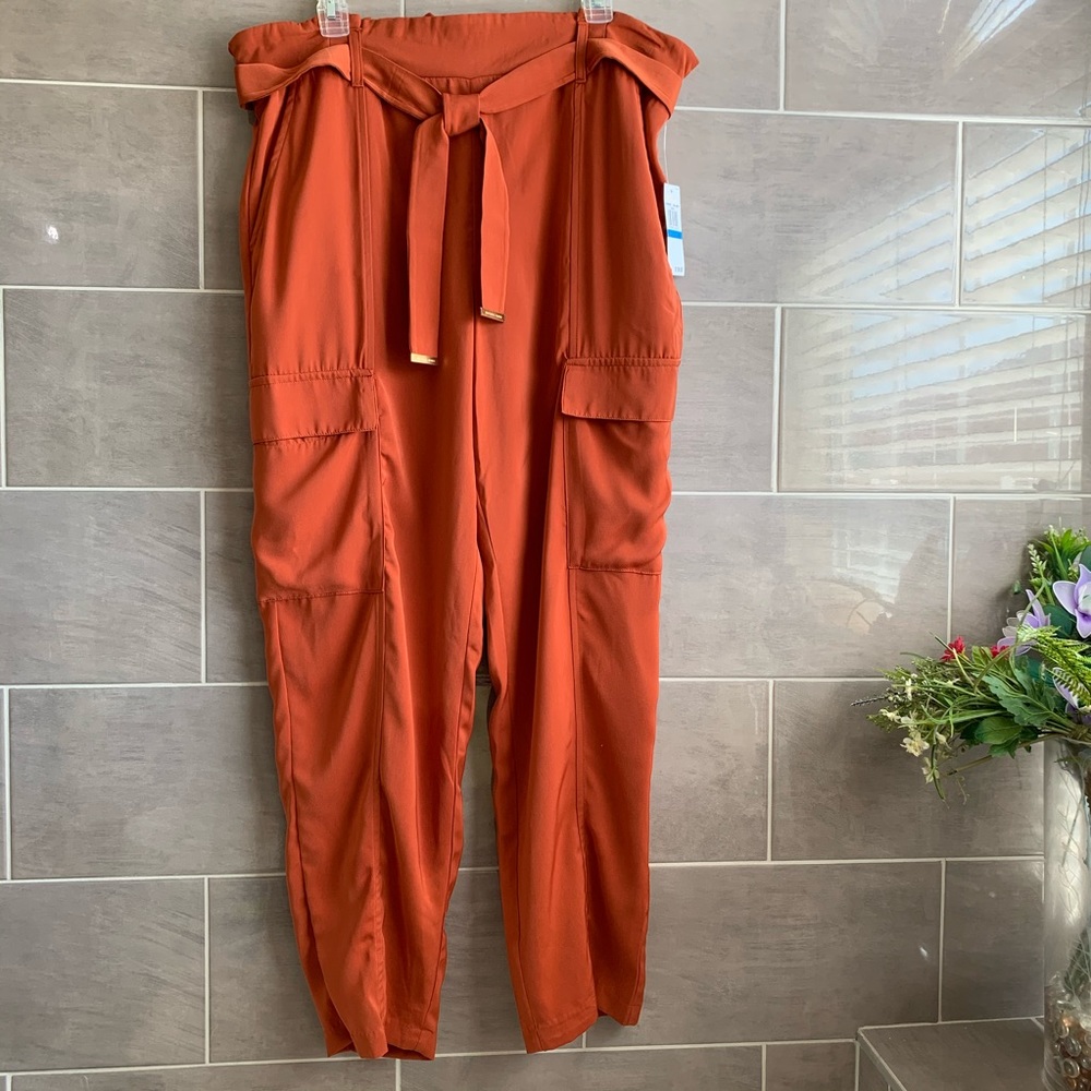 Michael Kors burnt umber belted pants size M. - Picture 2 of 13